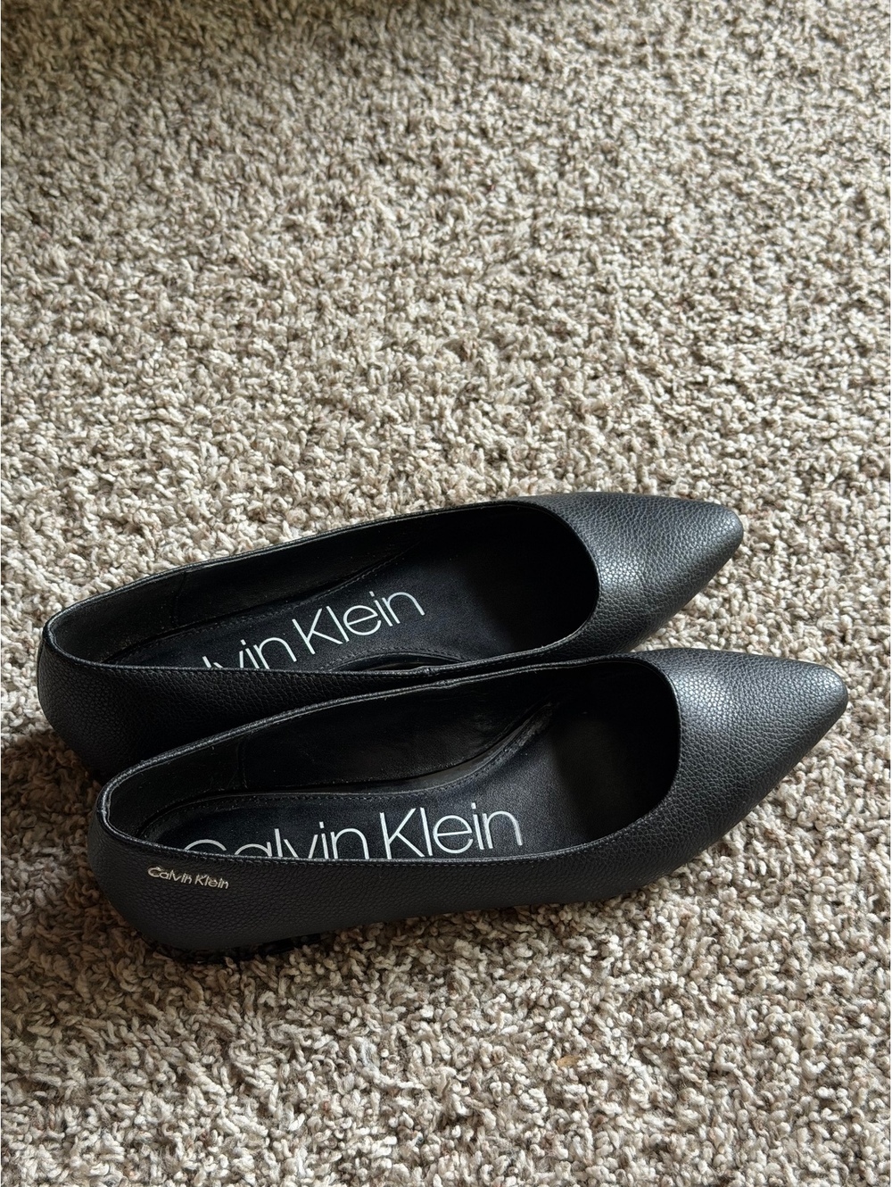 Calvin Klein Black Pointed Toe Slip-On Flats